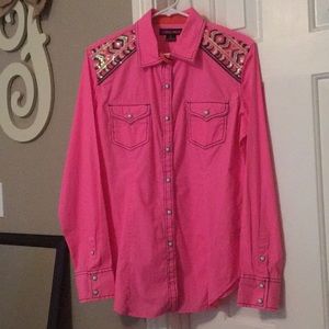 NWOT neon pink sequined top
